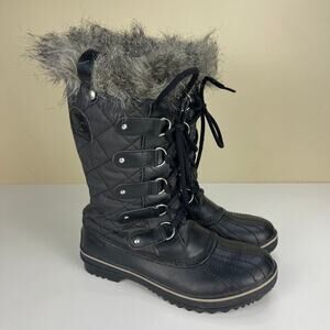 SOREL Tofino II Faux Fur Lined Boots Women's Size 9 Waterproof Black Snow Rain